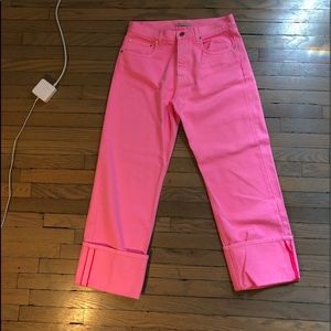 Neon pink jeans